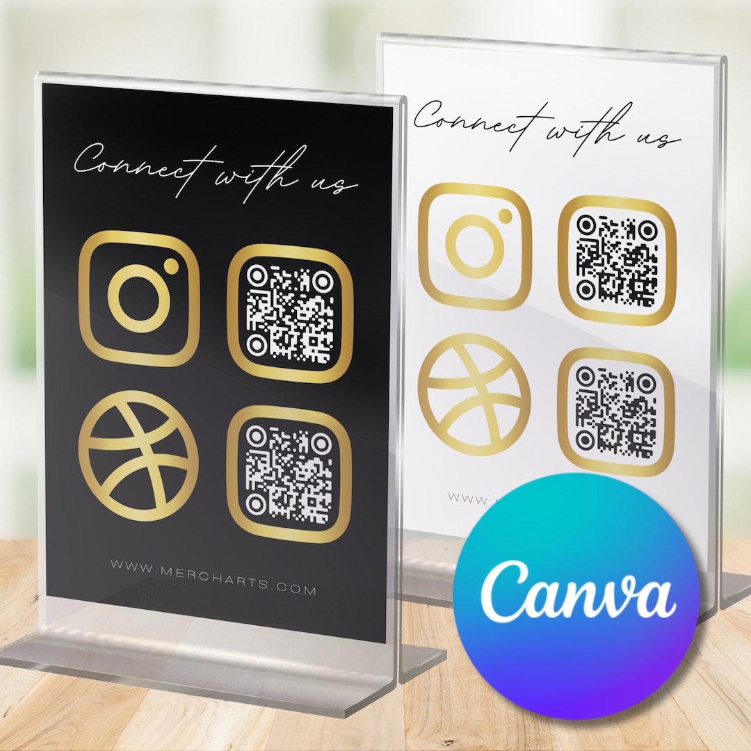 Qr Sign Posts QR Code Social Media Sign - Instagram & Website - Editable Canva ...