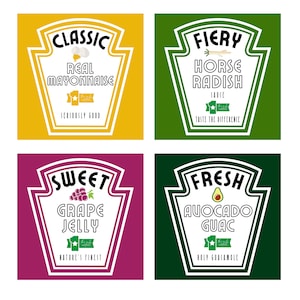 Condiment Labels Canva Edition - Template of Ketchup Mayo Chili BBQ ...