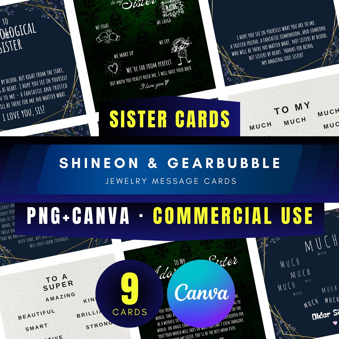 Sister Niche Jewelry Message Cards for Shineon and Gearbubble Etsy UK