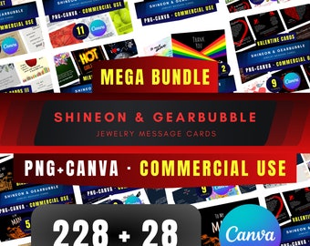 Mega Bundle of 228 Cards for ShineOn and GearBubble Jewelry Stores PNG Files and Canva Templates - Commercial Use