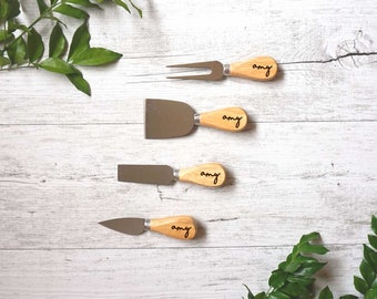 Personalised Cheese Knives Set of 4 for the Foodie - Kitchenware, Home Decor, Birthday Housewarming, Mother's Day, Father's Day Foodie