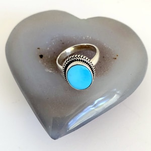 Turquoise Ring Silver Setting, Sleeping Beauty Turquoise, Size 6 1/4