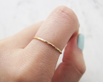 Thin gold ring, 14k gold fill ring, hammered gold ring, gold stacking ring, band ring, dainty ring, delicate gold ring ,minimalist