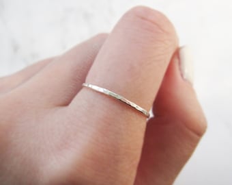 Thin sterling silver ring //silver stacking ring, hammered ring, thin silver ring, hammered sterling silver ring, stackable ring, minimalist