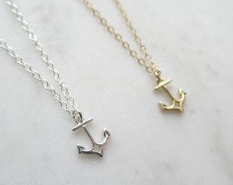 Tiny gold anchor necklace, anchor necklace, sterling silver anchor necklace, small anchor , nautical jewelry, ocean jewelry, beach jewelry