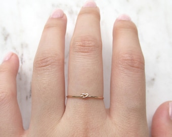 Tiny closed knot ring, gold fill knot ring, gold love knot ring, thin gold ring, dainty ring, promise ring, friendship ring, bridesmaid gift