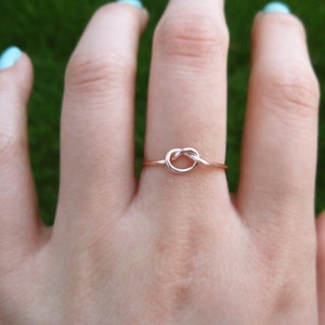 rose gold love knot ring, adjustable love knot ring, rose gold ring, rose gold knot ring, knot ring, love ring, midi love knot ring image 2