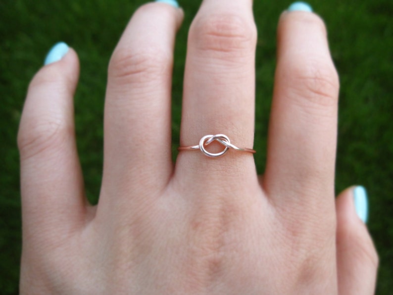 rose gold love knot ring, adjustable love knot ring, rose gold ring, rose gold knot ring, knot ring, love ring, midi love knot ring image 2