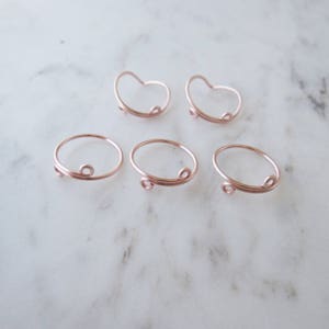 Rose Gold Knuckle Rings// Midi Ring, Stacking Ring, Band Style, Chevron, v shaped ring, Adjustable,Rose Gold Ring Wire Rings, Gift, Set of 5 image 5