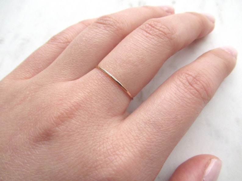 Ultra Thin Gold Ring 14k Gold Fill Ring Hammered Gold Ring Etsy