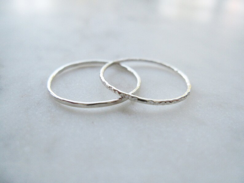 Sterling silver midi rings, set of 2 //silver stacking ring, thin silver ring, silver knuckle rings, hammered silver ring, lined ring,dainty image 5