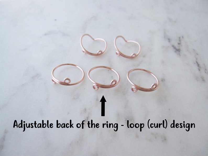 Rose Gold Knuckle Rings// Midi Ring, Stacking Ring, Band Style, Chevron, v shaped ring, Adjustable,Rose Gold Ring Wire Rings, Gift, Set of 5 image 6