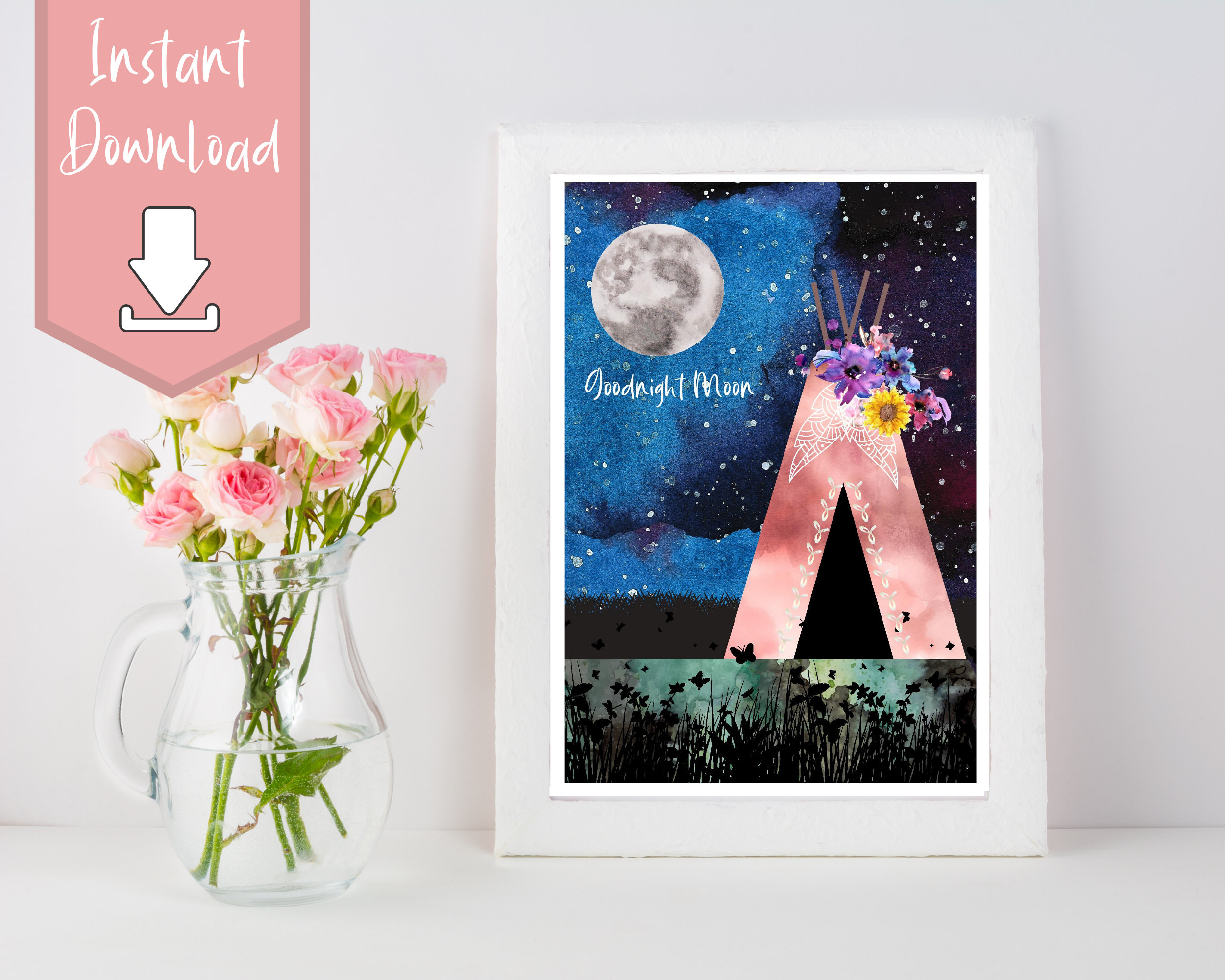 Goodnight Moon Wall Art Nursery Room Decor Instant Etsy