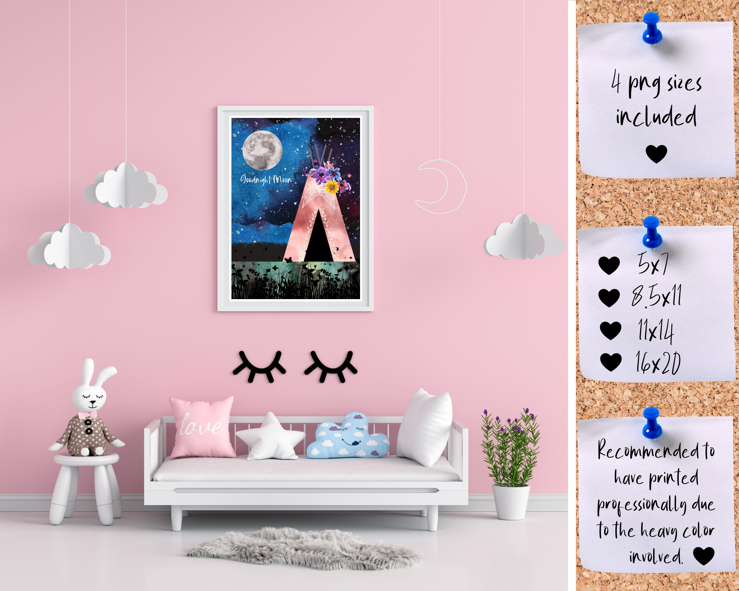 Goodnight Moon Wall Art Nursery Room Decor Instant Etsy