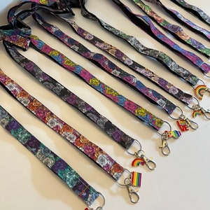 Pride Roses - Lanyards, Fabric Lanyards, Badge ID Holder, Name Tag Lanyard, Lanyard for Keys