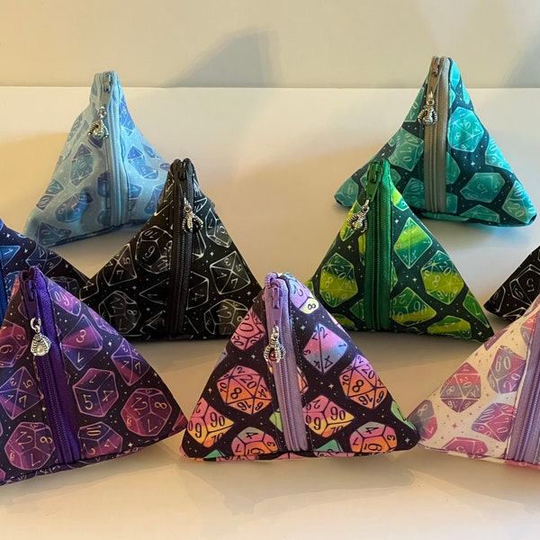 Prismatic Spray Triangular Dice Bags (Cool Tones)