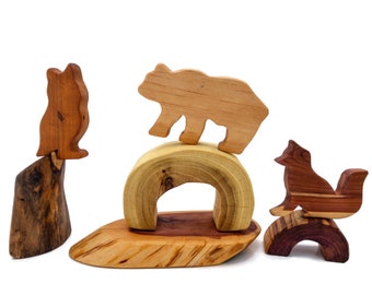 Wooden Animal Tree Blocks