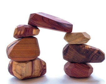 Tumi Ishi Balancing Stones: Natural Wood Stacking Blocks