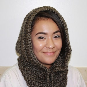 Knit Hood, Hooded Scarf, Crochet Cowl, Hood Scarf,  Crochet Hood Scarf, Knit Cowl  Color : Little Rock Granite