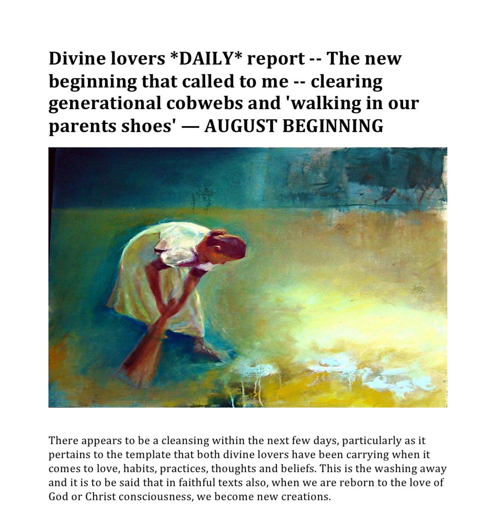 Divine Lovers *DAILY* Report -- the New Beginning That Called to Me ...