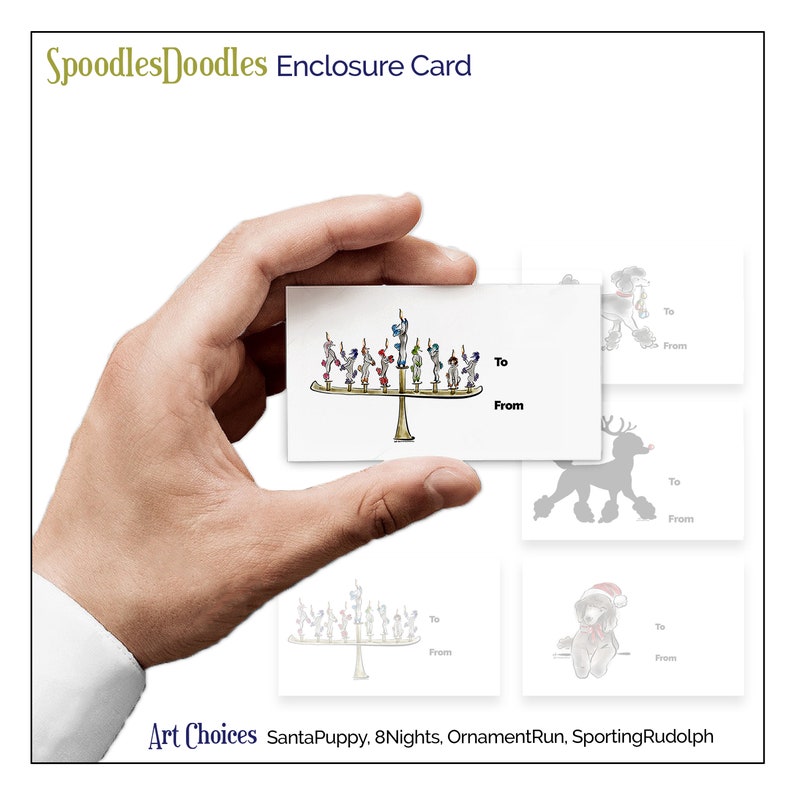 Standard Poodle Menorah ToFrom ENCLOSURE CARDS\u2022\u2022 Holiday gifts
