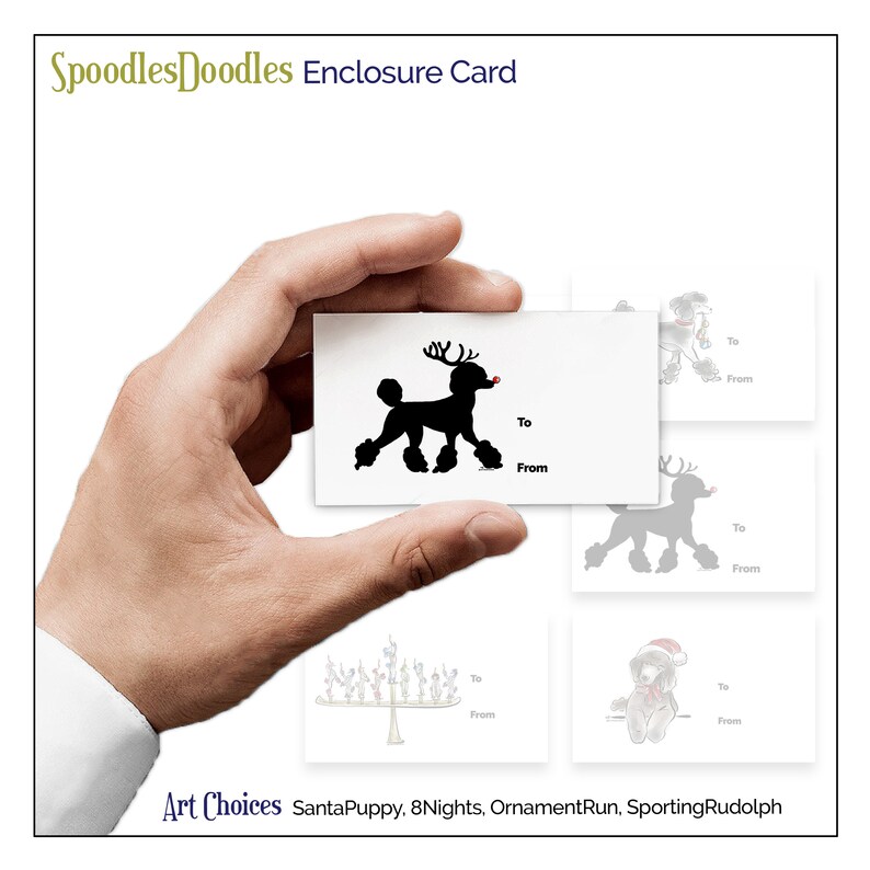 Standard Poodle Menorah ToFrom ENCLOSURE CARDS\u2022\u2022 Holiday gifts