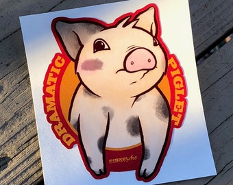 Vinyl Decal Cute Little Pig "Dramatic Piglet" Piggy Die Cut Art Indoor/Outdoor Sukoshi Buta Mini Pig Pigxel Art
