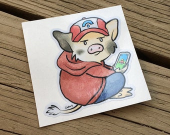Cute Little Pig “Poké Pigs GO” Pokémon Piggy Vinyl Die Cut Art Decal Indoor/Outdoor Sukoshi Buta Mini Pigxel Art