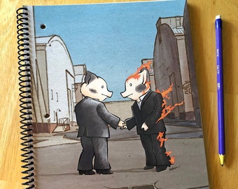 Notebook 70 Sheet College Ruled with Microperf Cute Little Pig Piggy Notebook 'Pig Floyd' Wish You Were Here Sukoshi Buta