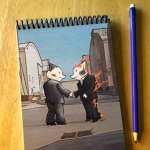 Bloc de notas 5 "x7" 70 hojas Universidad gobernada con Microperf Lindo cerdito Cerdito Bloc de notas 'Pig Floyd' Desearía que estuvieras aquí Sukoshi Buta