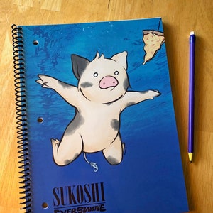Cuaderno 70 Hoja de la universidad gobernada con Microperf lindo cerdito cerdito cuaderno Nirvana Nevermind Sukoshi Buta