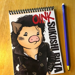 Bloc de notas 5 "x7" 70 hojas Universidad gobernada con Microperf Lindo cerdito Cerdito Bloc de notas OINK Sukoshi Buta