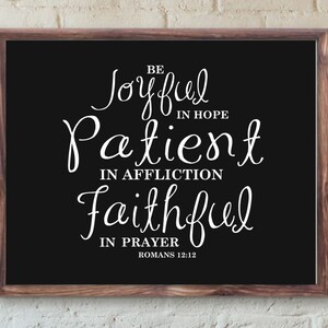 Romans 12:12 digital file Wall Art Bible Verse Art Printable Wall Decor Scripture Christian