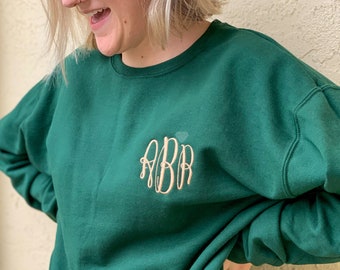 Monogram Sweatshirt, Personalized Sweatshirt, Embroidered Pullover, Custom Pullover, Monogrammed Gift for Her, Fall Sweatshirt,