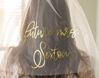 Bachelorette Veil - Bridal Shower Veil - Future Mrs Veil - Engagement Gift - Bride to be - Bachelorette Party Gift - Personalized Mrs. Veil