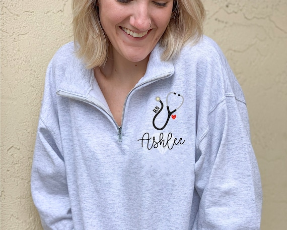 Nurse Quarter Zip Sweatshirt, Nursing Sweater, Personalized Healthcare  Pullover, CNA, RN, LPN, Custom Practitioner Student Graduation Gift, 