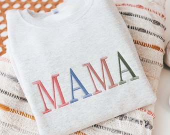 Mama Sweatshirt, Crewneck Sweatshirt, Baby Shower Gift, New Mom Gift, Gift for Mom, Embroidered Sweatshirt, Pregnancy Gift, Mama Gift,