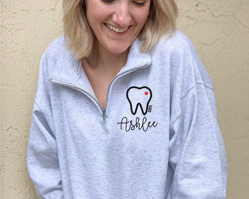 Dentist Quarter Zip Sweatshirt Dental Assistant Sweater Etsy