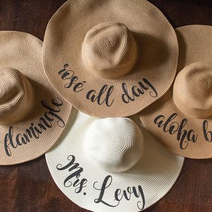 Honeymoon Beach Hat Floppy Hat Mrs. Beach Hat Personalized Floppy Hat Personalized Bride Gift Bridesmaid Gift Bridal Party Hat image 7