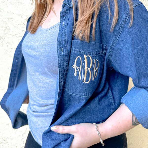Monogram Button Down - Etsy