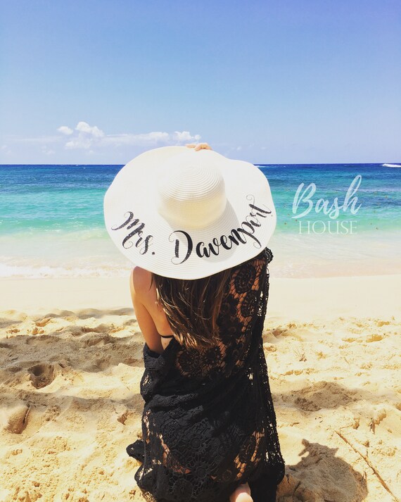 Honeymoon Beach Hat - Floppy Hat - Mrs. Beach Hat - Personalized Floppy Hat - Personalized Bride Gift - Bridesmaid Gift - Bridal Party Hat