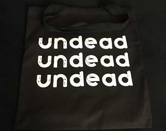 Undead Bauhaus Goth Handmade Silkscreened Tote Bag