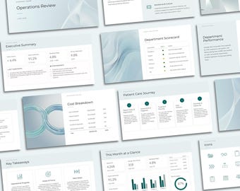 PowerPoint-Vorlage für die Überprüfung von Abläufen im Gesundheitswesen | Management-Dashboard | KPI-Bericht | Präsentation für die Vorstandssitzung