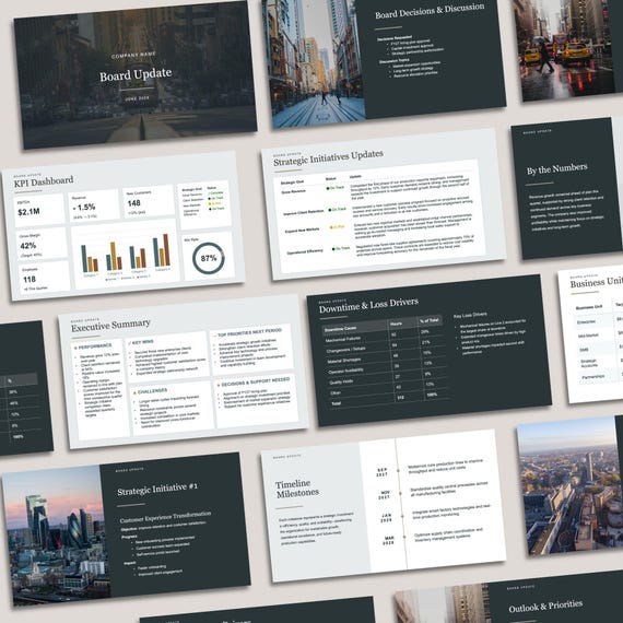 Board Meeting Presentation Template | Quarterly Corporate Report PPTX | Executive Slide Deck, Canva Investor Presentation