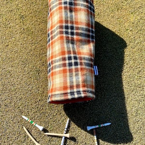 Barrel Style Headcover, Fahrer, Golf Club Cover, braun und schwarz kariert, handgemacht