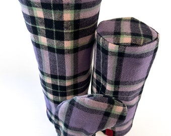 Handmade Plaid Golf Headcover: Purple Flannel Driver Cover, Fairway wood, Dogleg Hybrid