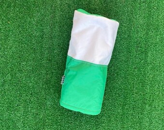 Barrel Style Headcover, Fairway Golf Club Cover, Geen and white nylon, Handmade