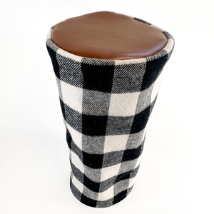 Golf Headcover Barrel Driver Cover Golfclub Cover Black Headcover Fairway Golfclub Cover Plaid Golfclub Cover Black and White Club Cover