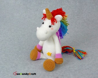 Rainbow unicorn stuffed animal - Cute magical unicorn plushie - Fantasy creature stuffie