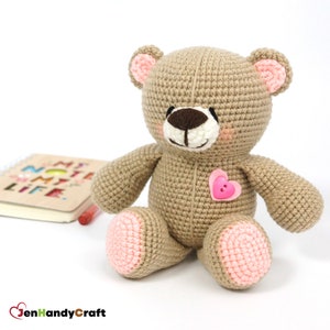 Stuffed teddy bear with heart - Cute teddy bear plushie - Valentine&#39;s day gift for girlfriend